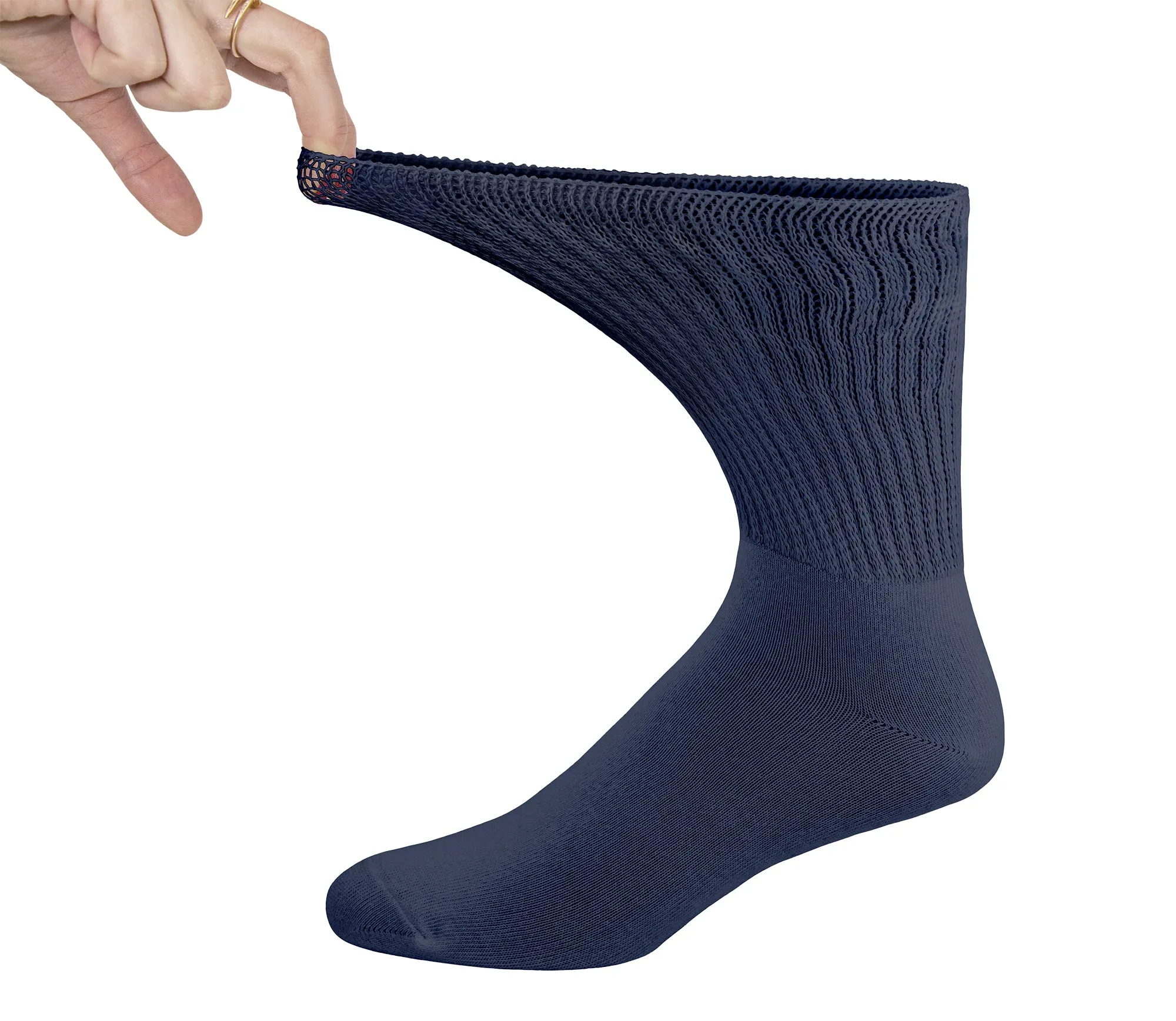 Thin Combed Cotton Diabetic Socks, Loose, Wide, Non-Binding Low-Crew Socks (Fits Shoe Size 7-11 )