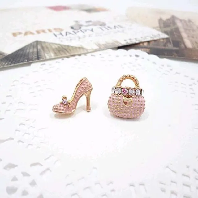 Tomtosh New Fashion Cute Bags Heels Shoe Asymmetric Earrings For Women Gold wholesale High Quality boucle