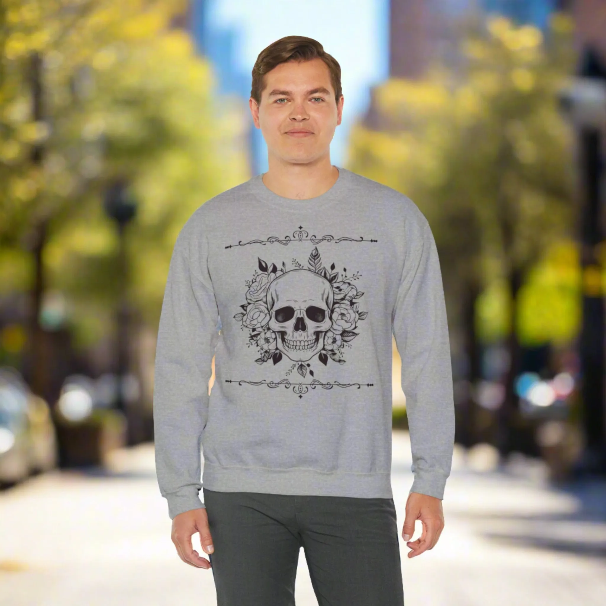 Unisex Vintage Skull Heavy Blend Crewneck Sweatshirt