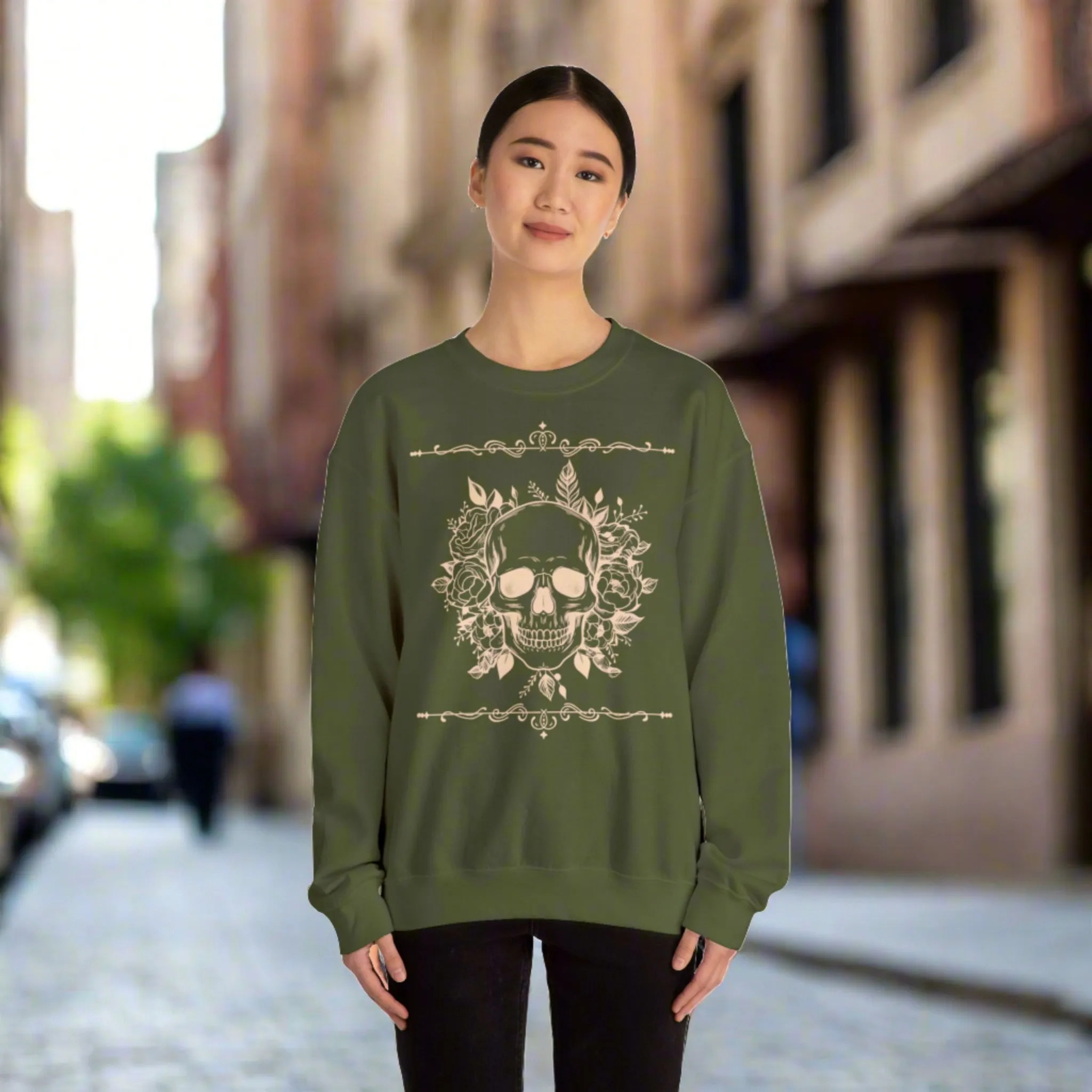 Unisex Vintage Skull Heavy Blend Crewneck Sweatshirt