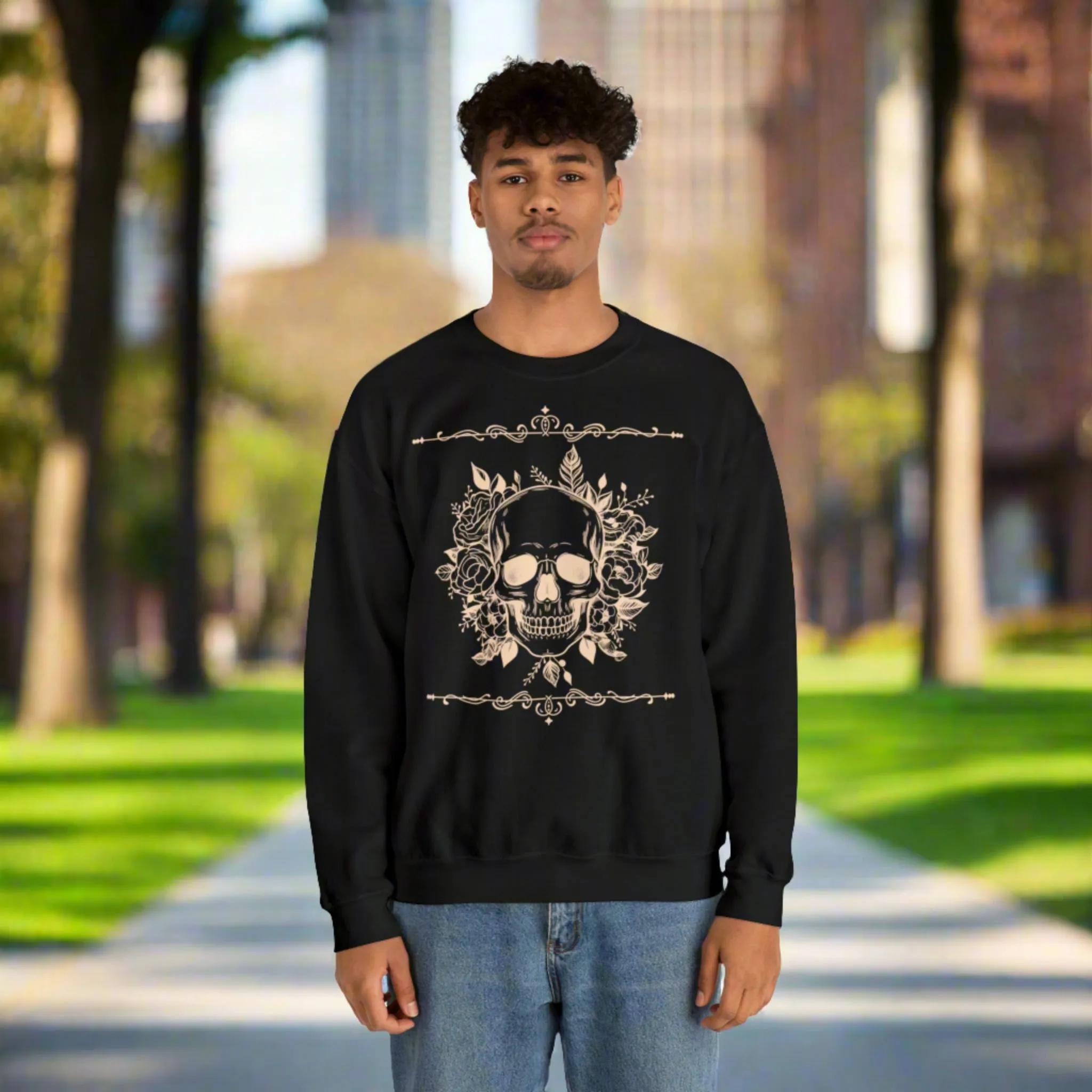 Unisex Vintage Skull Heavy Blend Crewneck Sweatshirt