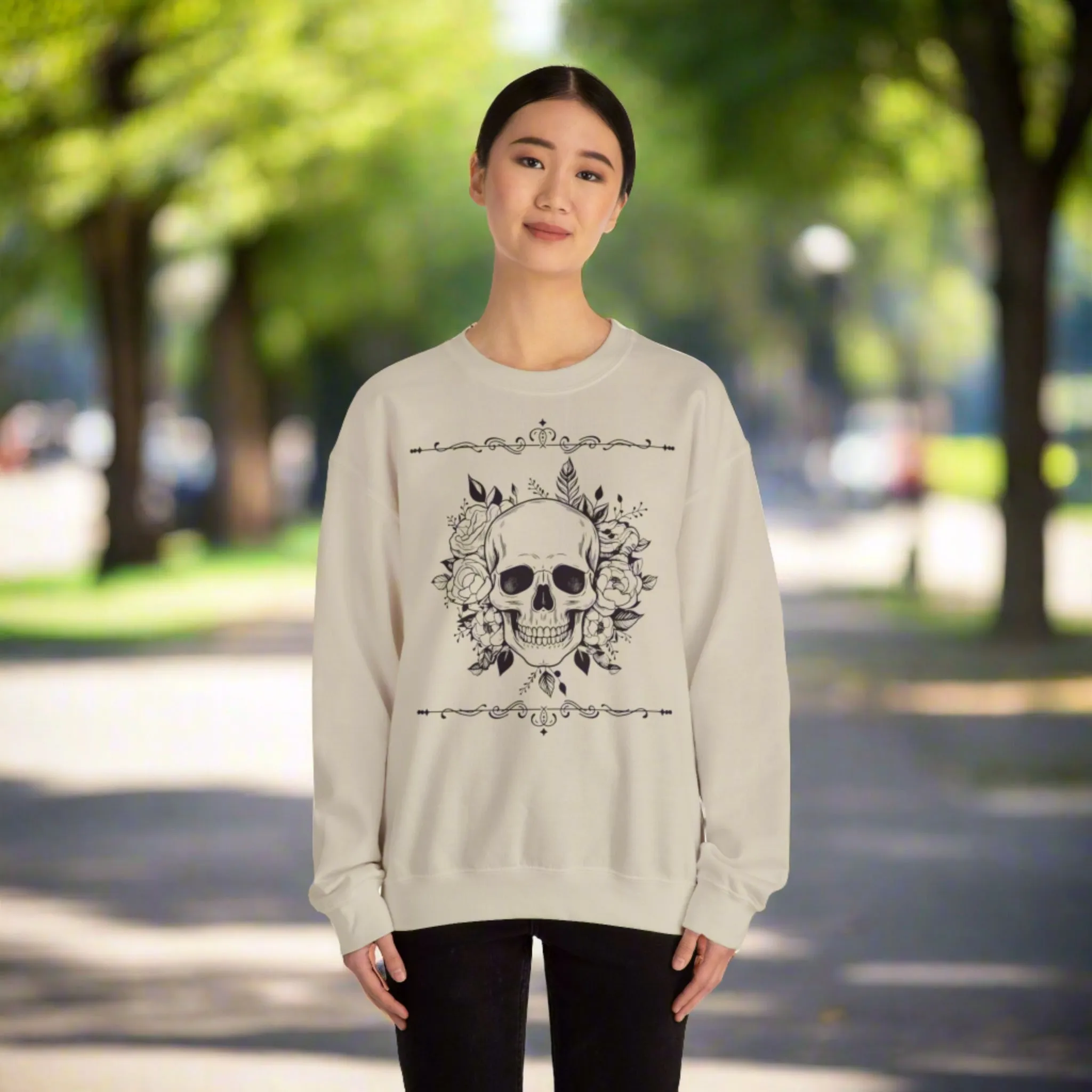 Unisex Vintage Skull Heavy Blend Crewneck Sweatshirt