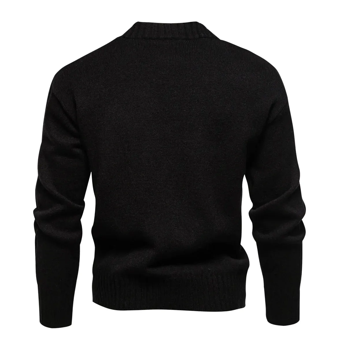 Wiaofellas  -  Autumn Winter Men's V-Neck Sweater Solid Color Long Sleeve Knit Pullovers Men Fashion Casual Knitted Sweaters Man Clothing