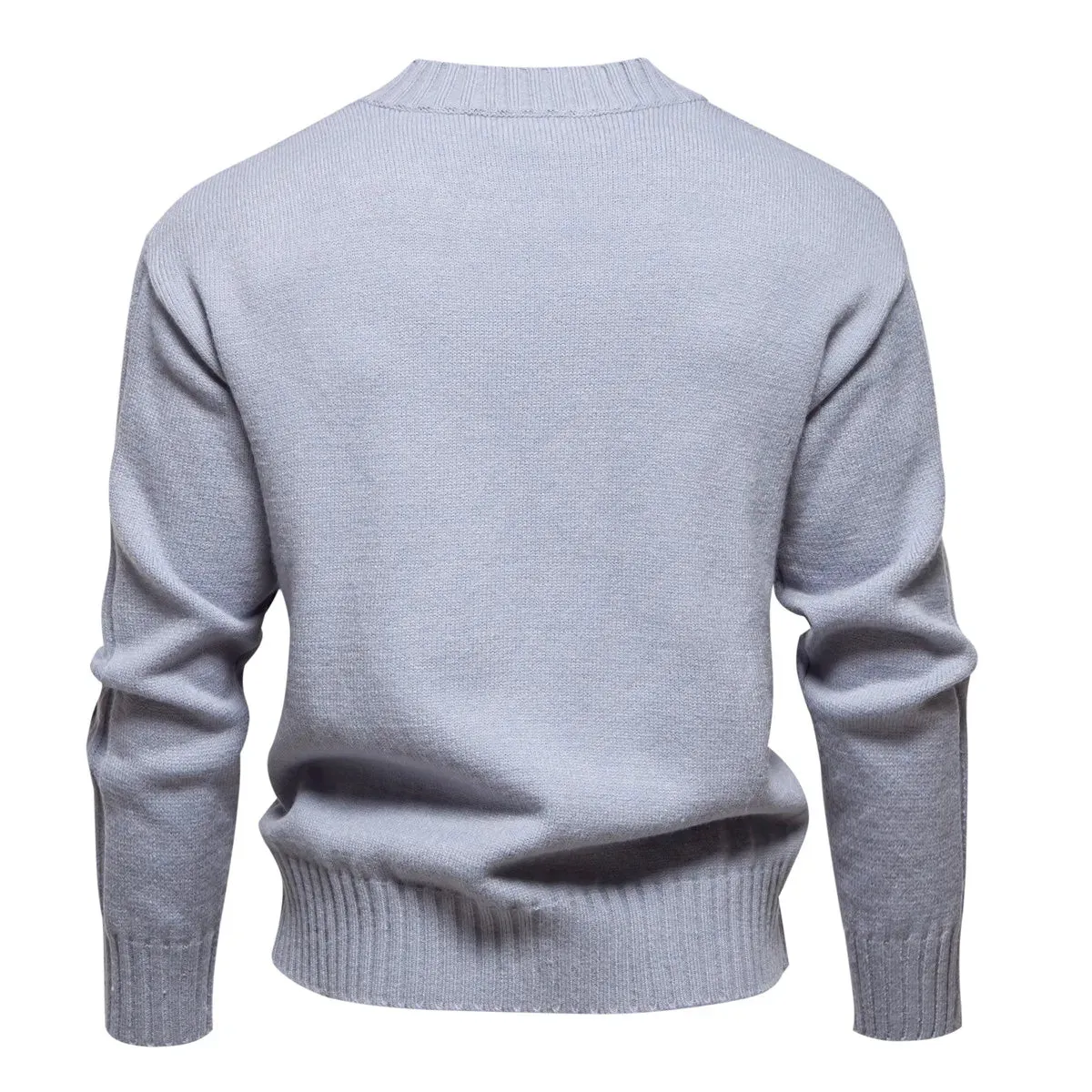 Wiaofellas  -  Autumn Winter Men's V-Neck Sweater Solid Color Long Sleeve Knit Pullovers Men Fashion Casual Knitted Sweaters Man Clothing