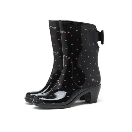 Women Fashion High Heel Anti Slip Waterproof Rain Boots - WRBC16697