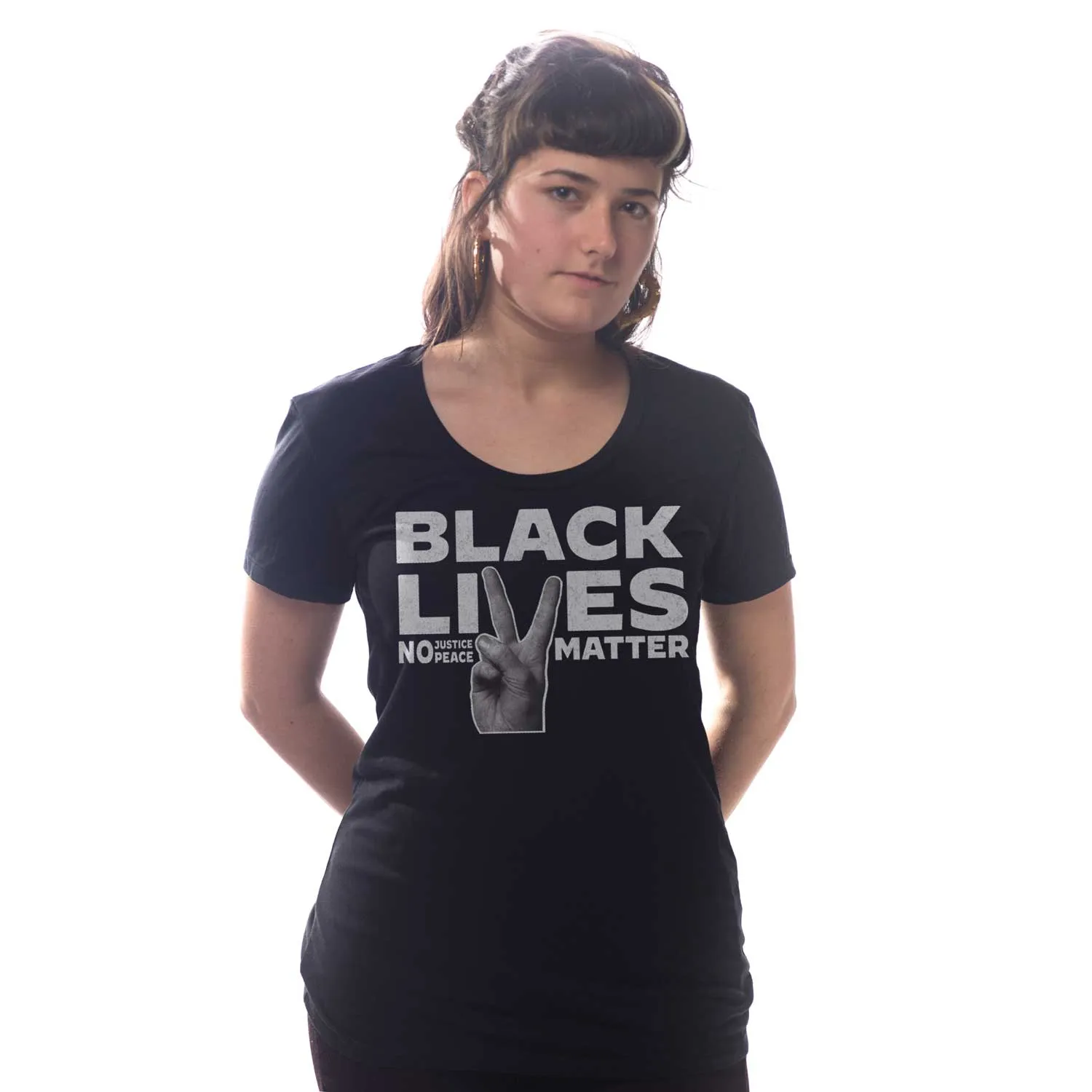 Women's Black Lives Matter Peace Fingers T-shirt  | Supports Racial Equality