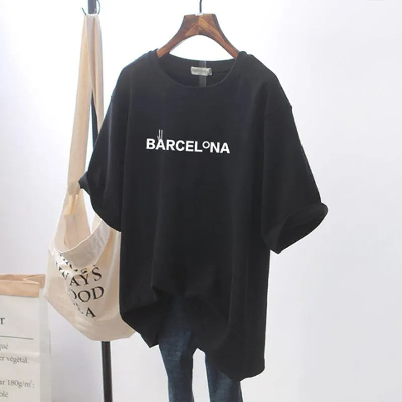 Women's T-Shirt Midi Letter Simplicity Loose Fit Short Sleeve Tee