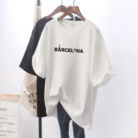 Women's T-Shirt Midi Letter Simplicity Loose Fit Short Sleeve Tee