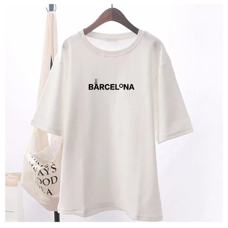 Women's T-Shirt Midi Letter Simplicity Loose Fit Short Sleeve Tee